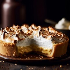 Cheesecake with Cream and meringue topping generative ai