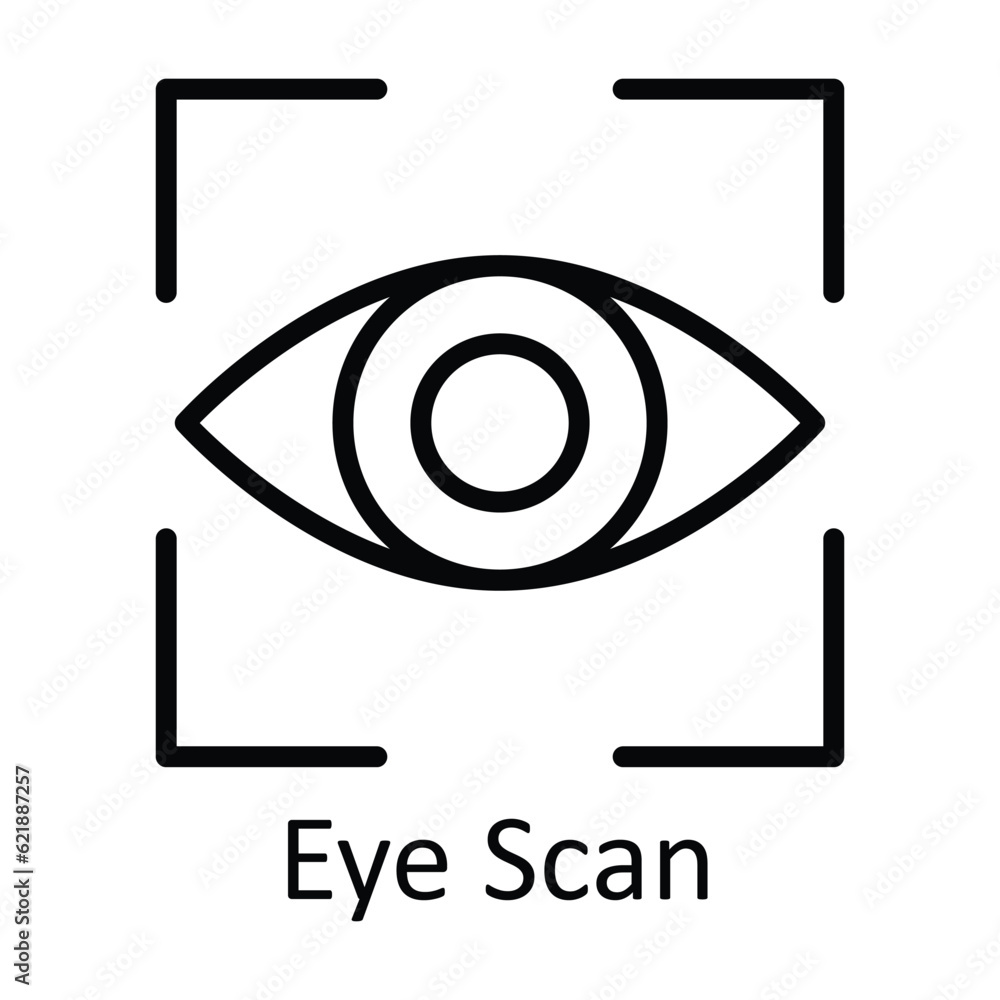 Poster eye scan vector outline icon design illustration. online streaming symbol on white background eps 10