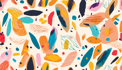 Hand drawn cute abstract pattern. Modern collage seamless pattern. Fashionable template for design.