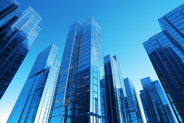 Fototapeta na wymiar a high-rise building with blue sky created by generative AI