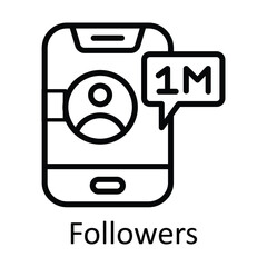 Followers Vector  outline Icon Design illustration. Online streaming Symbol on White background EPS 10 File
