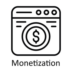 Monetization Vector  outline Icon Design illustration. Online streaming Symbol on White background EPS 10 File

