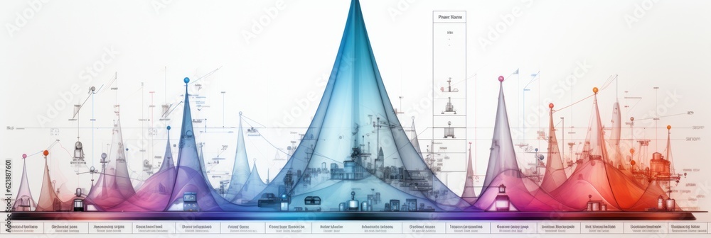Poster a diagram of a city with a tower. generative ai image.