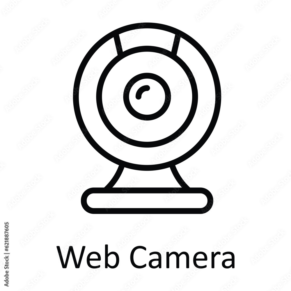 Poster web camera vector outline icon design illustration. online streaming symbol on white background eps 