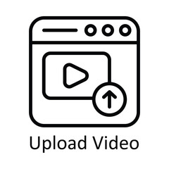 Upload Video Vector  outline Icon Design illustration. Online streaming Symbol on White background EPS 10 File
