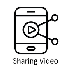 Sharing Video Vector  outline Icon Design illustration. Online streaming Symbol on White background EPS 10 File
