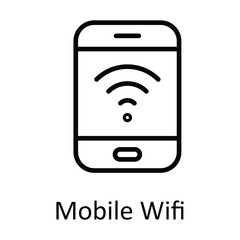 Mobile Wifi Vector  outline Icon Design illustration. Online streaming Symbol on White background EPS 10 File
