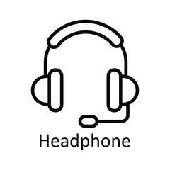 Headphone Vector  outline Icon Design illustration. Online streaming Symbol on White background EPS 10 File
