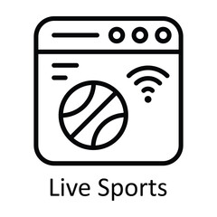 Live Sports Vector  outline Icon Design illustration. Online streaming Symbol on White background EPS 10 File
