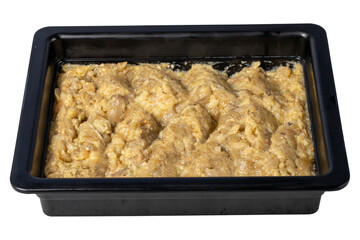 Roasted eggplant salad isolated on white background. Healthy appetizers. local name koz patlican salatasi