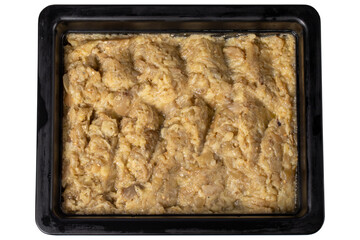 Roasted eggplant salad isolated on white background. Healthy appetizers. local name koz patlican salatasi