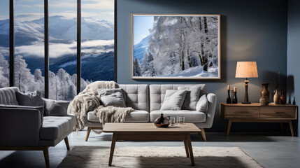 Generative ai illustration of cozy scandinavian stylish interior design