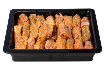 Cabbage wrap isolated on white background. Turkish cuisine delicacies. healthy appetizers. Local name lahana sarması