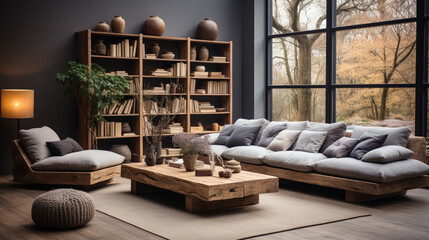 Generative ai illustration of cozy scandinavian stylish interior design
