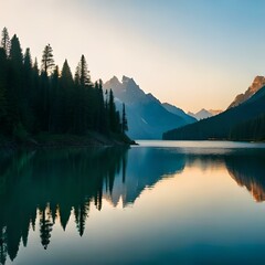 Naklejka na ściany i meble lake in the mountains generated by AI technology