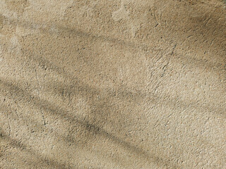 Fototapeta na wymiar An old wall with thin abstract shadows on it. Grunge concrete texture, minimal background. Cement surface close-up.