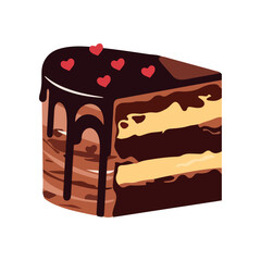 Sweet chocolate cake with strawberry cream icing