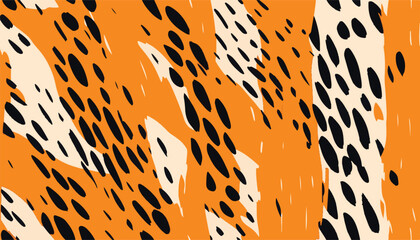 Trendy abstract tiger striped print with dots. Modern fashionable template for design