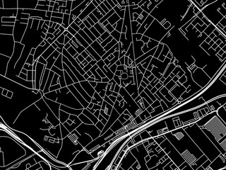 Fototapeta premium Vector road map of the city of Beverwijk in the Netherlands with white roads on a black background.