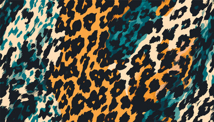 Modern hand drawn abstract leopard skin pattern. Collage black and white print. Fashionable template for design.