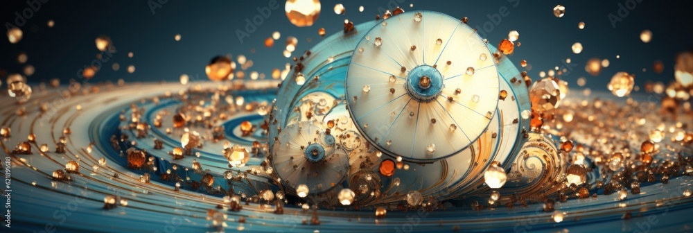 Aufkleber a white and blue object floating in a pool of water. generative ai image.