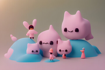 soft toy - happy family. Generative AI