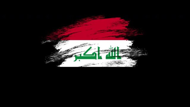 4K Paint Brush Iraq Flag with Alpha Channel. Waving Brushed Iraqi Banner. Transparent Background Texture Fabric Pattern High Detail. stock video