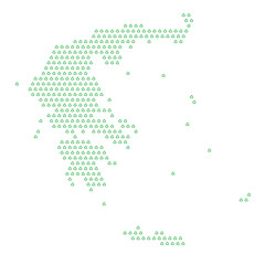 Map of the country of Greece  with green recycle logo icons texture on a white background