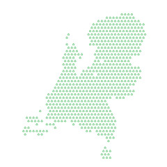 Fototapeta premium Map of the country of Netherlands with green recycle logo icons texture on a white background