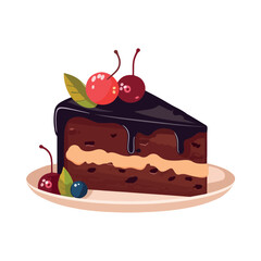 Sweet pie slice with fresh berry decoration