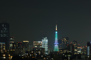 Fototapeta na wymiar Night view of Tokyo Tower