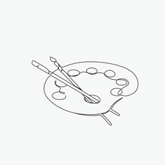 An artist's palette continuous line drawing art vector minimalist illustration. Artist logo