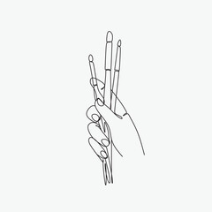 Obraz na płótnie Canvas One Line art hand holding brush. Minimalist Continuous Line artist logo