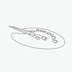 An artist's palette continuous line drawing art vector minimalist illustration. Artist logo