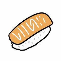 cartoon doodle of a salmon sushi