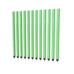 12 Pieces Pens 3d rendering with green color, Education design concepts
