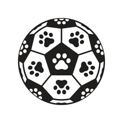 football soccer ball dog paw icon footprint vector sport bear cat kitten pet foot logo puppy cartoon symbol character shape illustration doodle clip art design