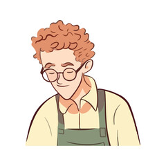 Smiling man working with apron