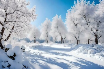 snow covered trees in winter GENERATIVE AI