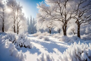 winter landscape with snow covered trees GENERATIVE AI