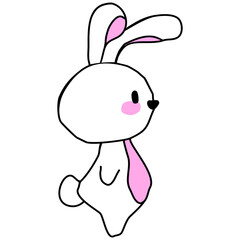 The white rabbit cartoon icon is standing sideways