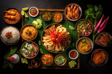 assorted thai food on background