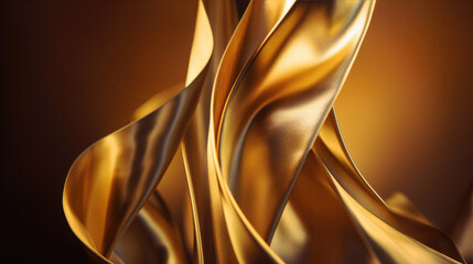 Abstract dark gold silk texture background. Elegant golden luxury satin cloth with wave. Prestigious, award, luxurious background. Generative AI.