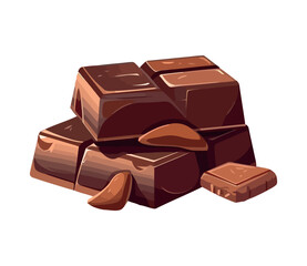 Dark chocolate stack, broken and isolated vector