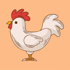 vector Vintage Cute Chicken Emblem Logo Icon with Yummy colors and Appetizing Look. Great for Food Packaging, Restaurants, Grill, BBQ, Butchery etc. Retro Hen Vector Illustration