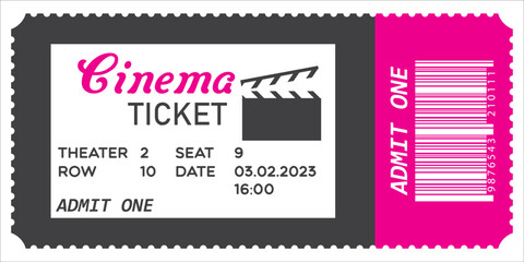 movie ticket, admit one icon, vector, illustration, symbol