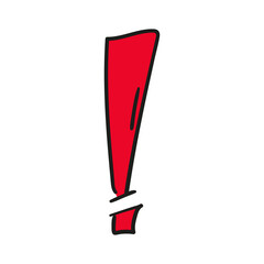 Exclamation mark icon. Attention sign icon. Hazard warning symbol in doodle style. Vector.