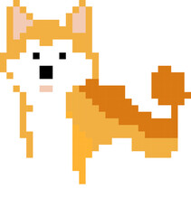 Shiba dog cartoon icon in pixel style