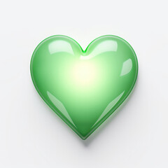 A green heart shaped object on a white surface. Generative AI.