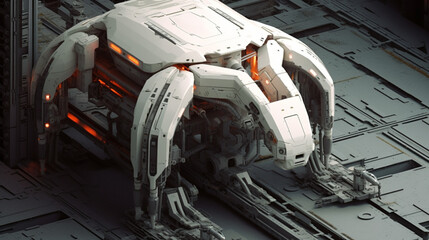 Title: Droid Robot Futuristic Machine Robotic 3D Mecha Engineering Military Lab Artificial Intelligence Technology Cyberpunk Apocalypse